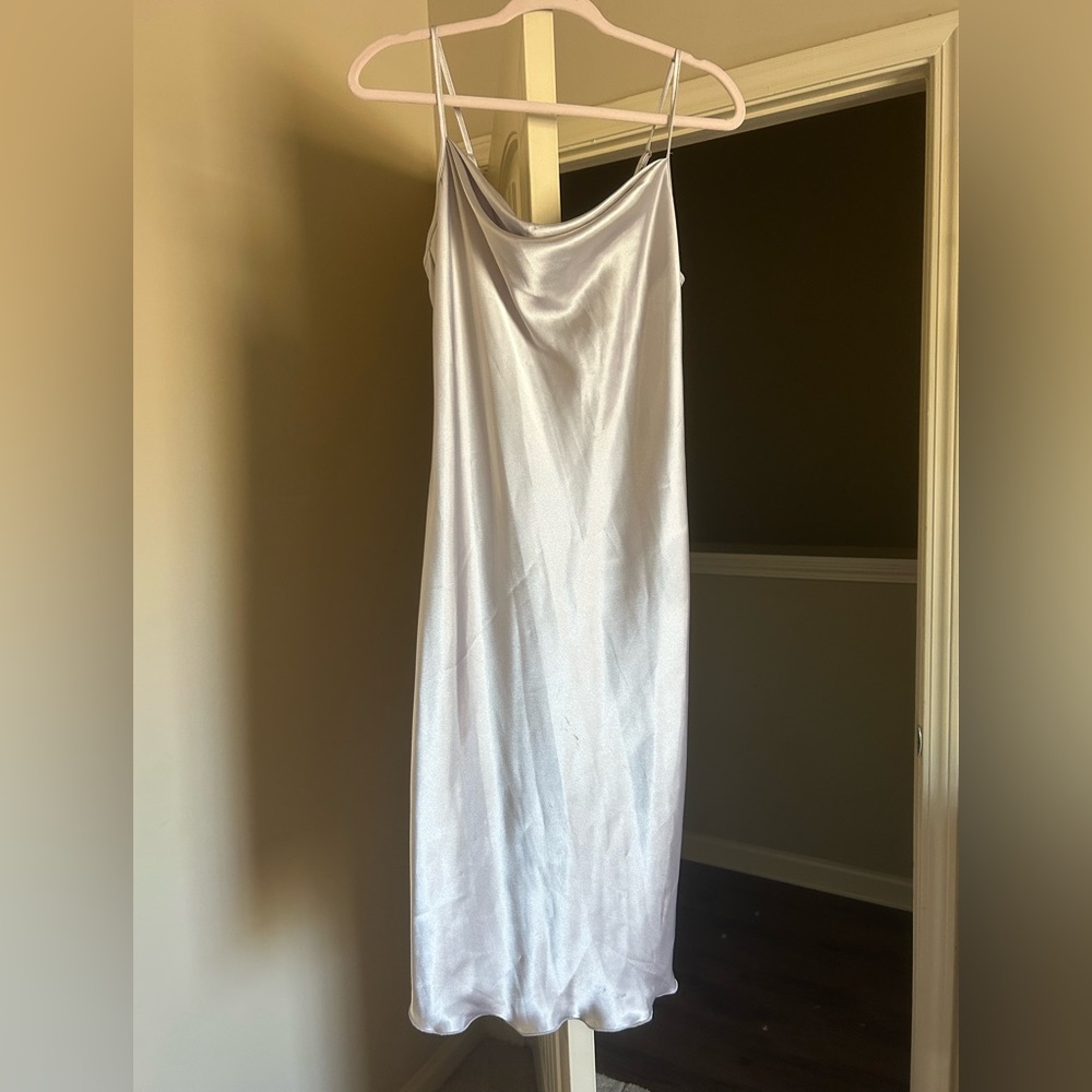 Silver flowy midi with cow neck